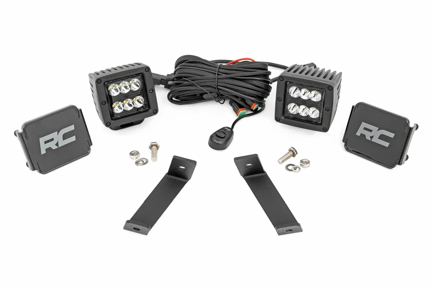 Fits Jeep Cherokee KL (14-21) LED Light Kit Ditch Mount 2_ Black Pair Spot 70078